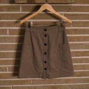Sezane Brown Checkered Skirt